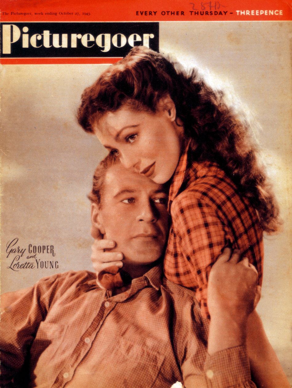 Gary Cooper 1901-1961 és Loretta Young 1913-2000, amerikai színészek, 1945 alkotó: Unbekannt