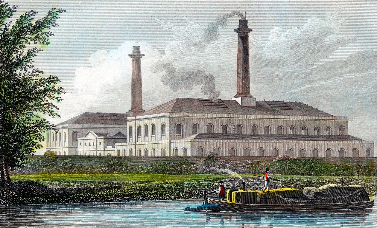 Gázművek a Regents-csatornán, London, 1828 alkotó: Unbekannt