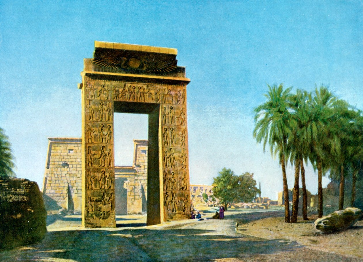 Átjáró a Khonsu-templom előtt, Karnak, Egyiptom, 20. század alkotó: Unbekannt