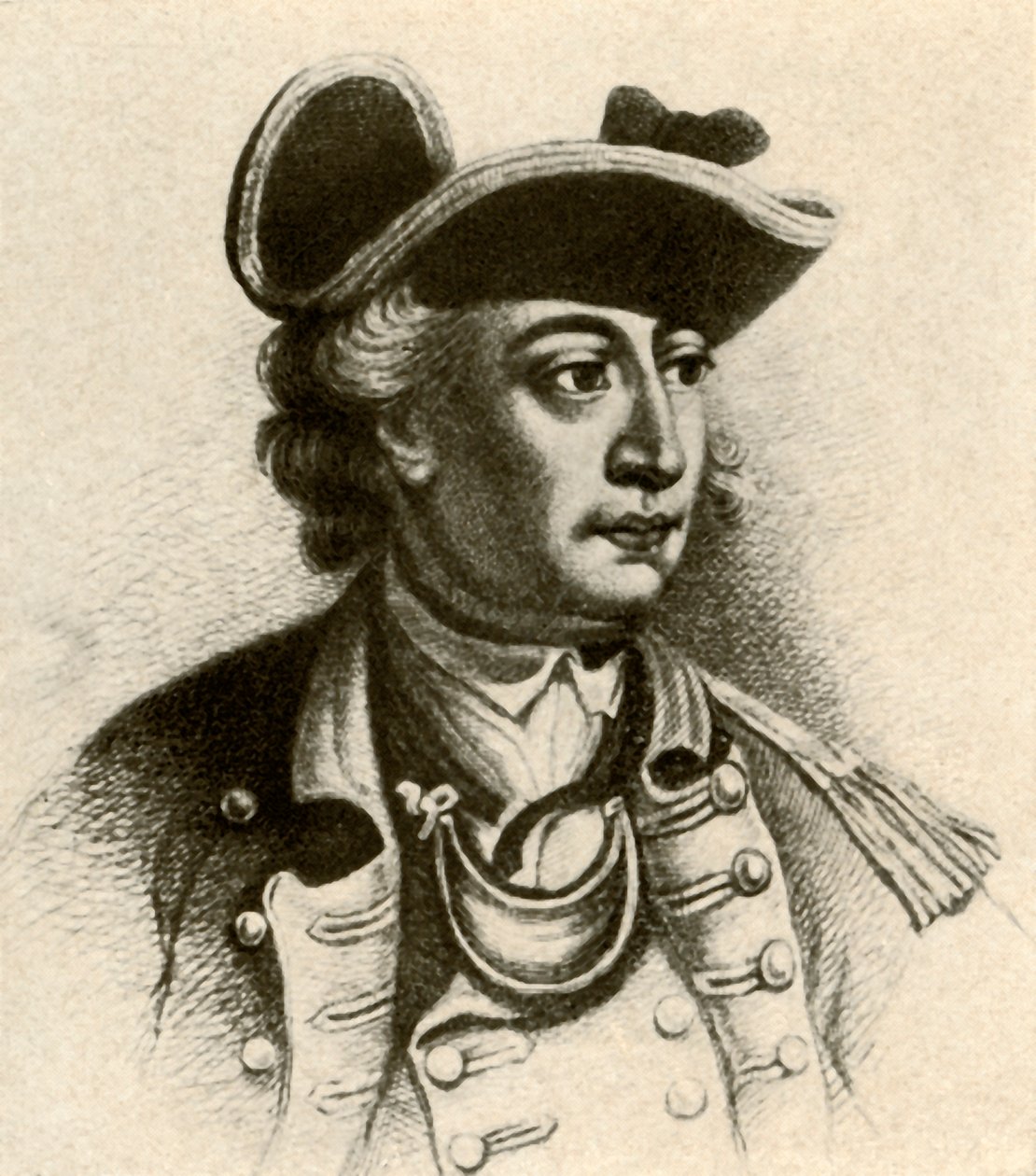 John Sullivan tábornok, zsinórral és szurdokkal szegett kalapban, 1770, 1937. alkotó: Unbekannt