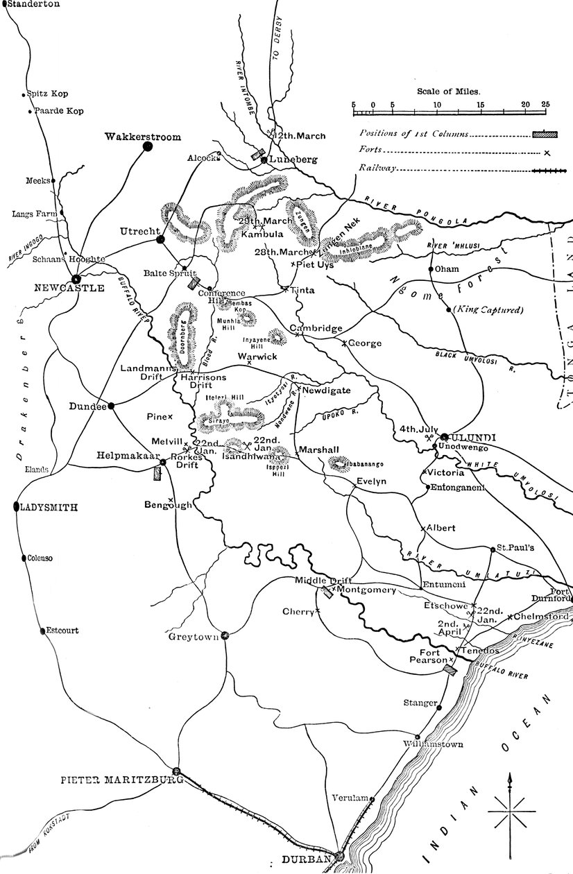 A zuluföldi hadműveletek általános terve, 1879, c1880 alkotó: Unbekannt