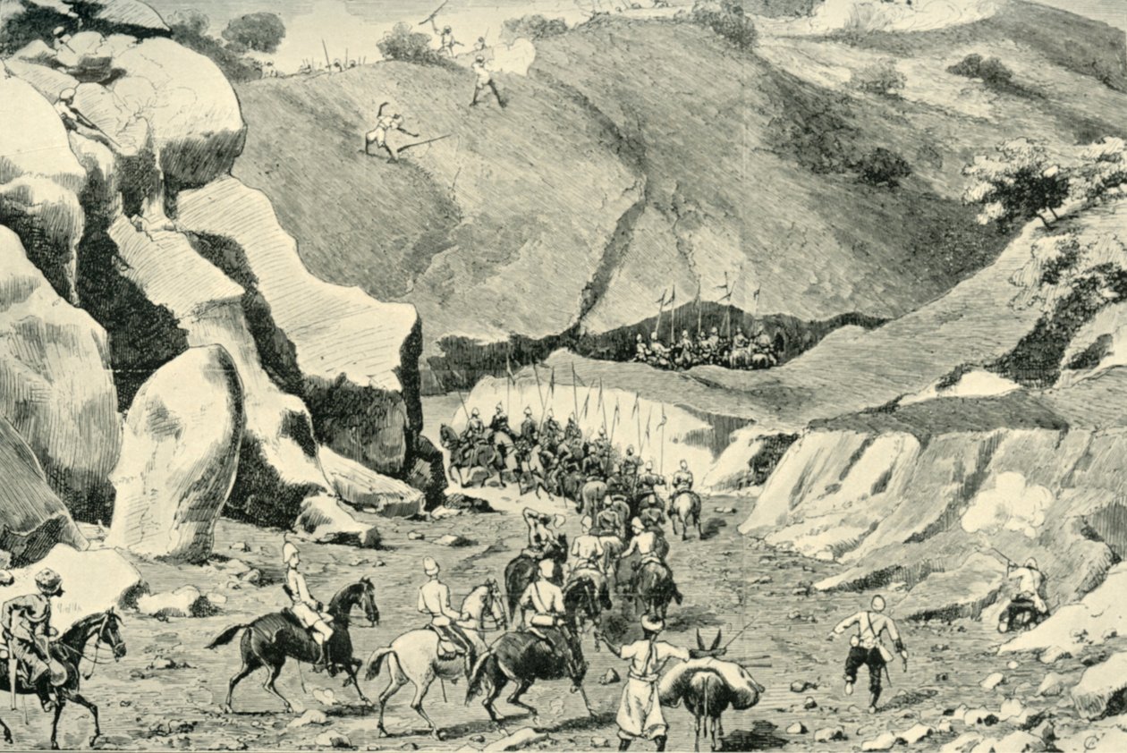 Roberts tábornok... Ghilzaik megtámadták a Shutargardan-hágóban, 1879. szeptember 27., 1901. alkotó: Unbekannt