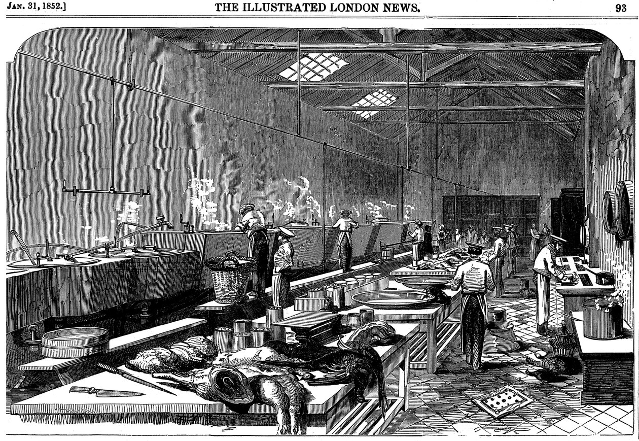 A Richie & McCalls Cannery konyhájának általános képe, Houndsditch, London, 1852 alkotó: Unbekannt