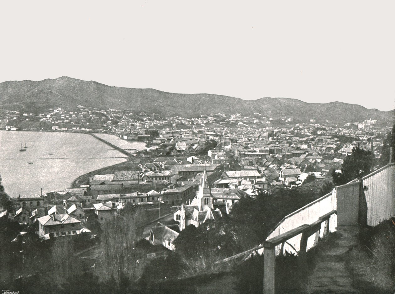 A város általános képe, Wellington, Új-Zéland, 1895. alkotó: Unbekannt