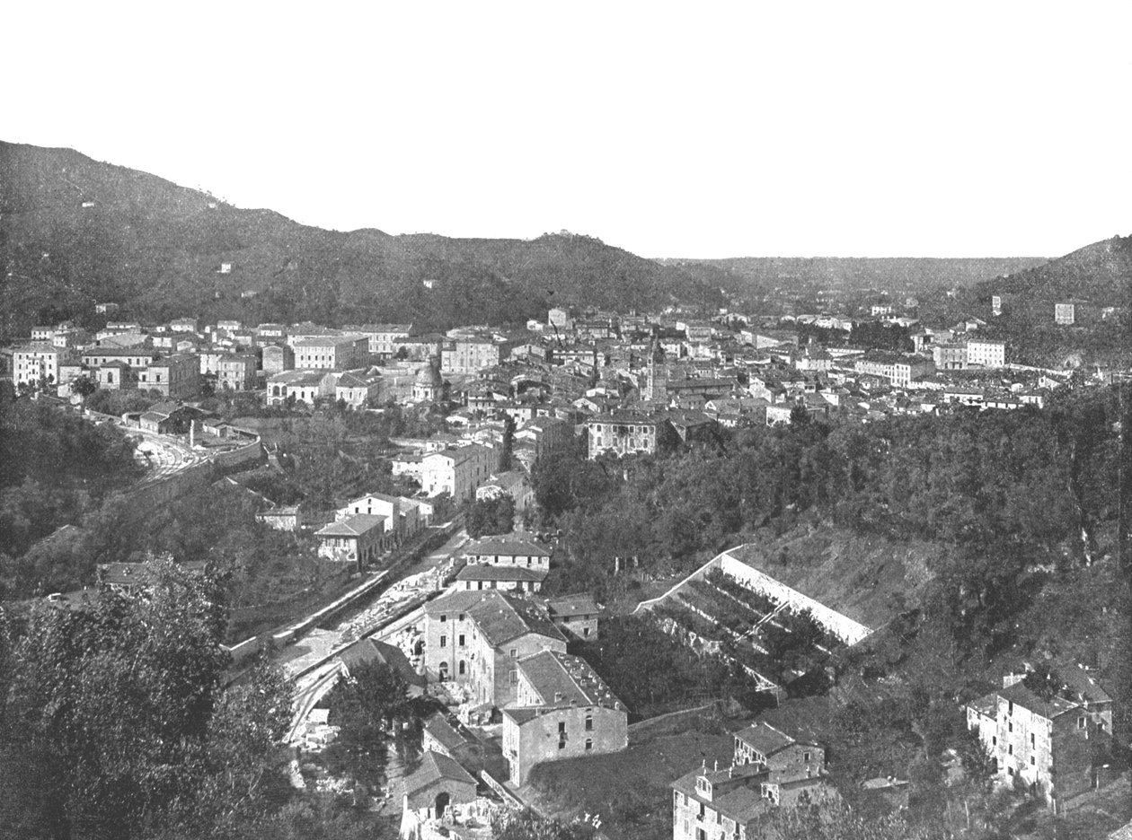 Carrara városának általános képe, Olaszország, 1895. alkotó: Unbekannt
