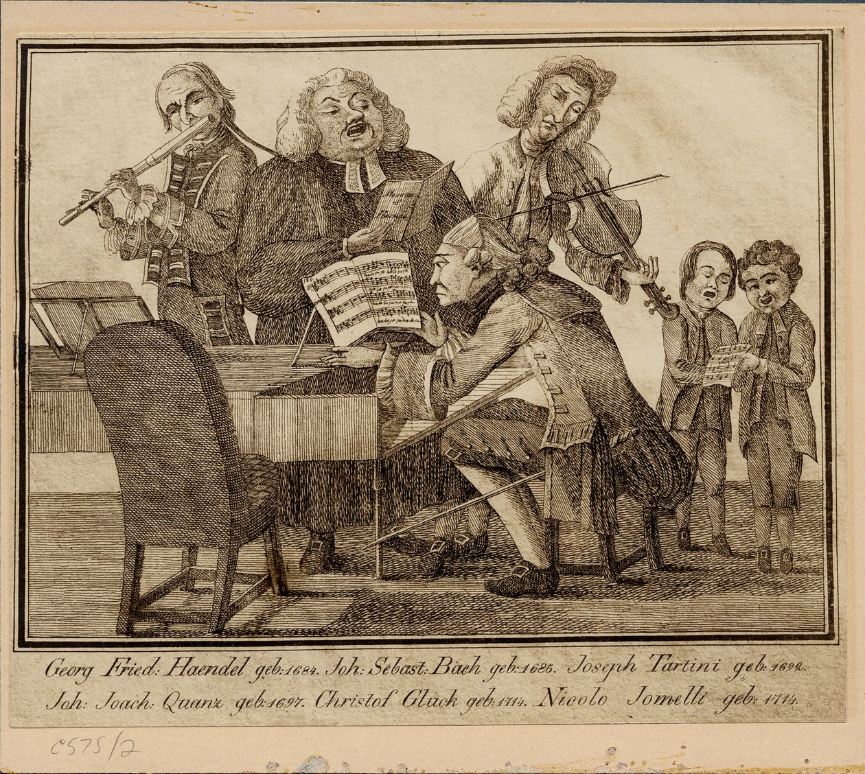 Georg Friedrich Haendel, Johann Sebastian Bach, Giuseppe Tartini, Johann Joachim Quantz, Christoph W alkotó: Unbekannt