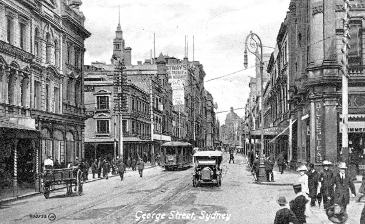 George Street, Sydney, Ausztrália, 1900-as évek alkotó: Unbekannt