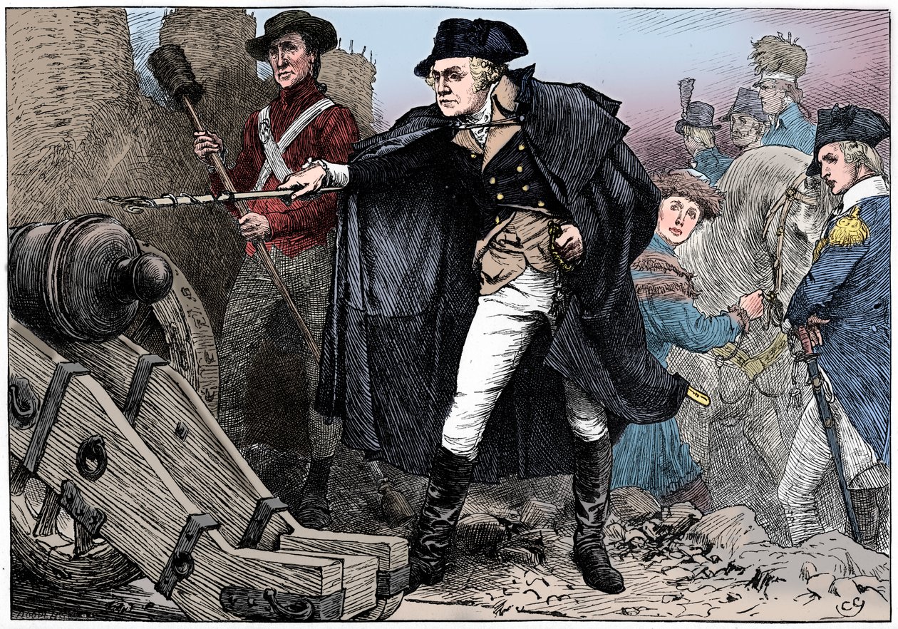 George Washington Yorktown ostrománál, Virginia államban, 1781 c1880 alkotó: Unbekannt