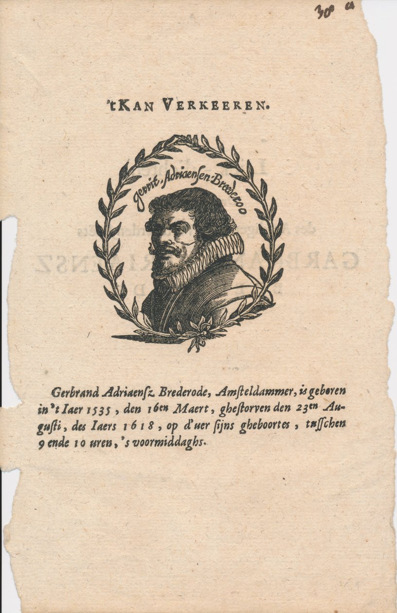 Gerbrand Adriaensz. Bredero 1585-1618 alkotó: Unbekannt