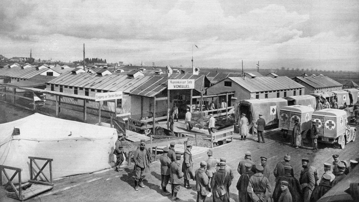 Német kötözőállomás Vigneulles-ban, Lorraine, Franciaország, I. világháború, 1915 alkotó: Unbekannt