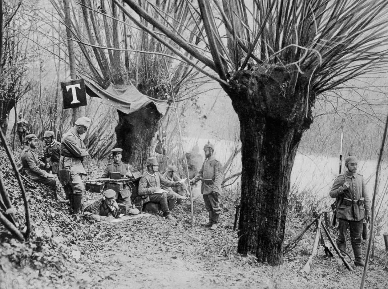 Német terepi telefonállomás, Aisne, Franciaország, I. világháború, 1915 alkotó: Unbekannt