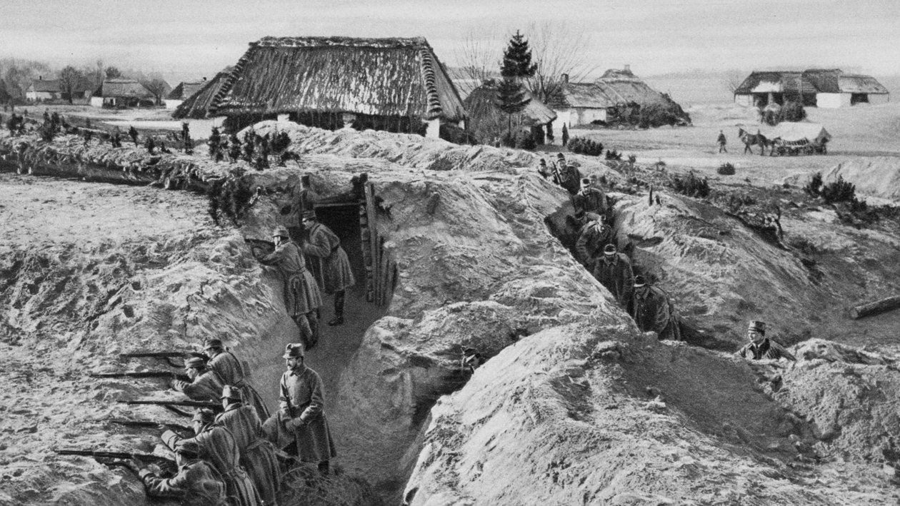 Német gyalogság lövészárkokban Jasionnában, Lengyelországban, I. világháború, 1915 alkotó: Unbekannt