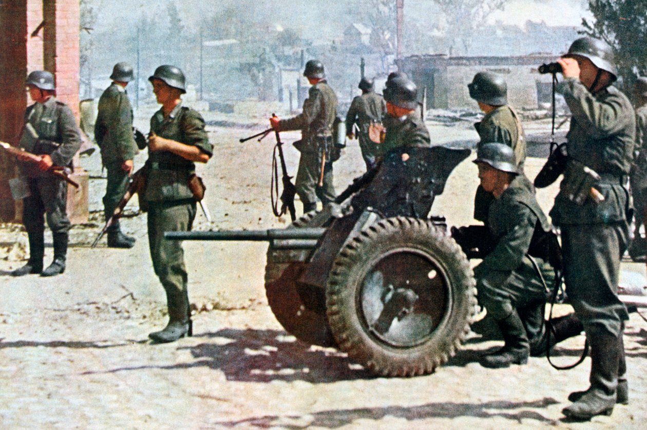 Német gyalogosok könnyűtüzérséggel, Oroszország, 1943 alkotó: Unbekannt