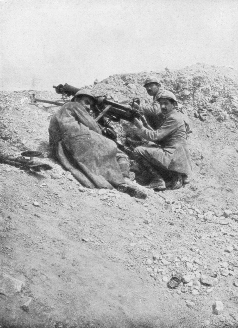 Német géppuska az ellenség ellen, Verdun, Franciaország, 1917 alkotó: Unbekannt