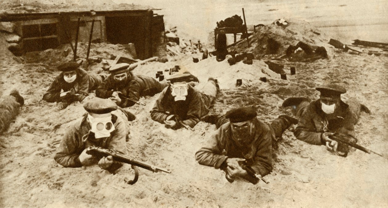 Légzőkészüléket viselő német haditengerészeti csapatok, első világháború, 1915, 1935. alkotó: Unbekannt