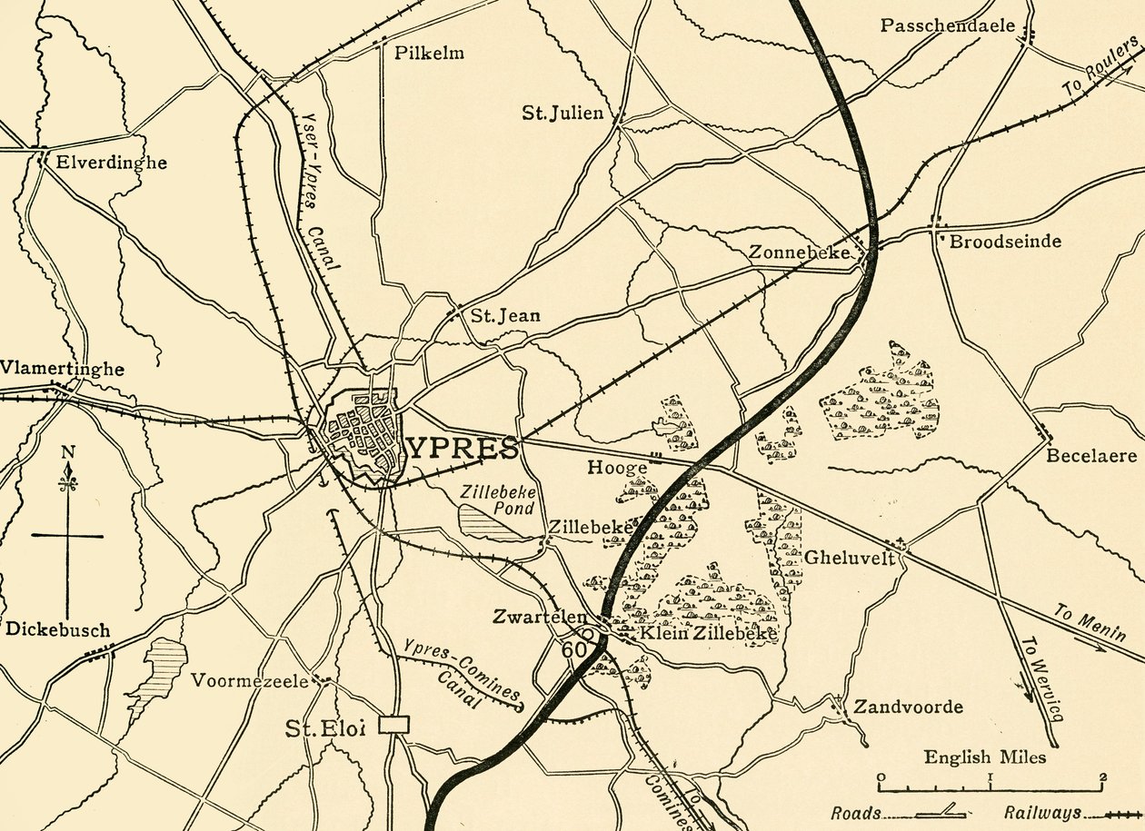 Német állások Ypres közelében, Flandria, Első világháború, 1915, c1920. alkotó: Unbekannt
