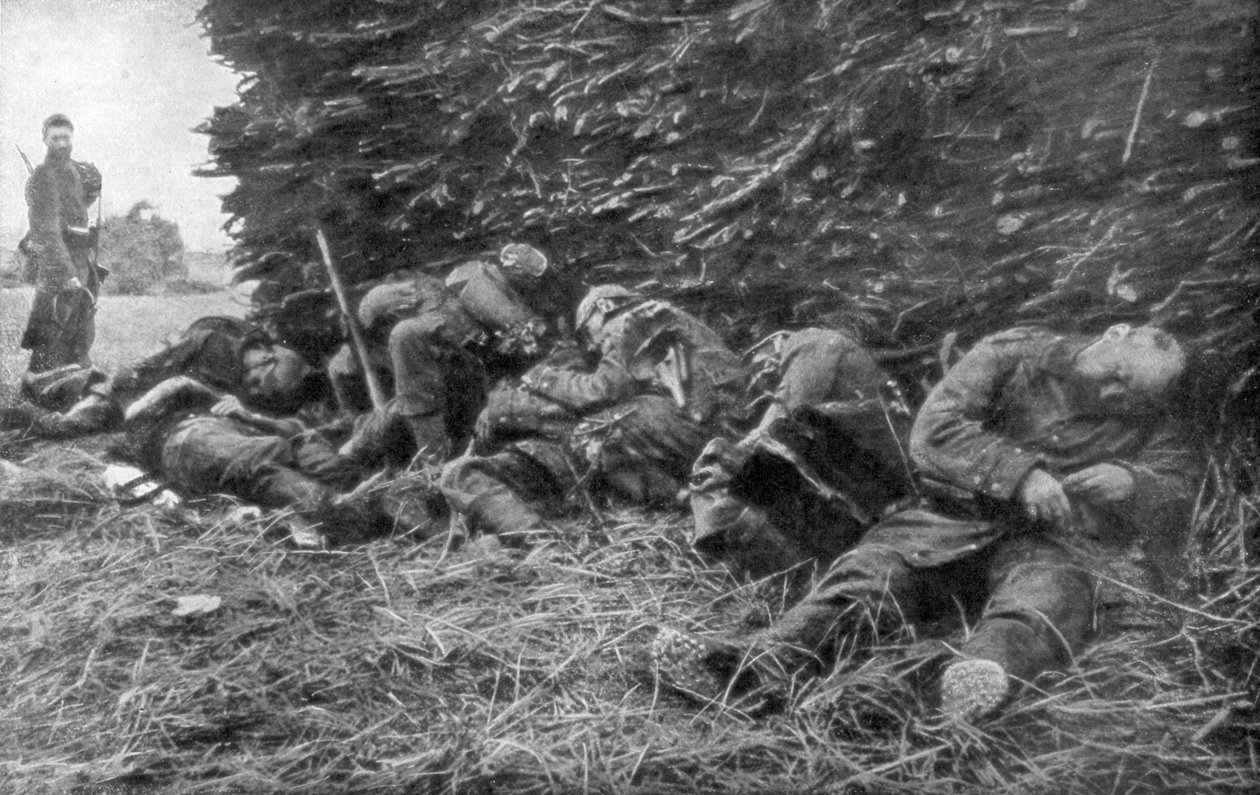 Tüzérségi tűzben meghalt német katonák, 1. marne-i csata, Franciaország, 1914. szeptember 5-12. alkotó: Unbekannt