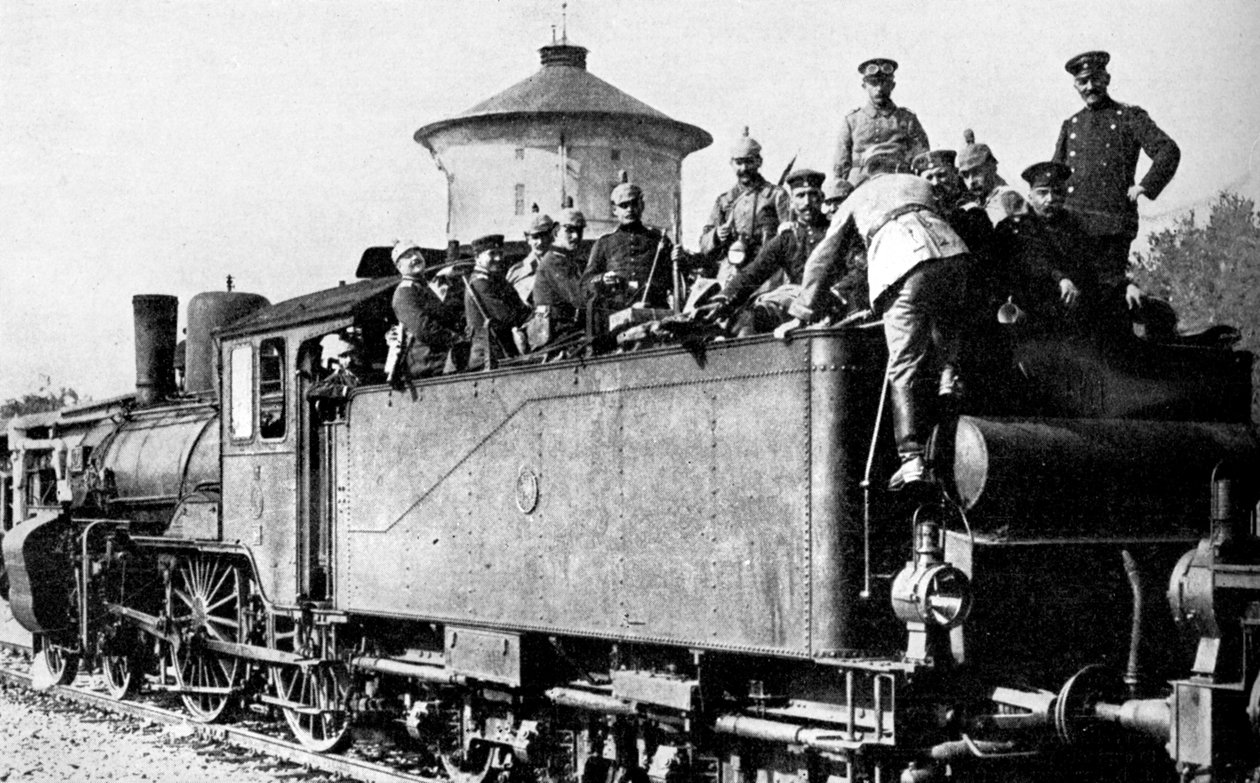 Német csapatok vonattal a keleti frontra, első világháború, 1914 alkotó: Unbekannt