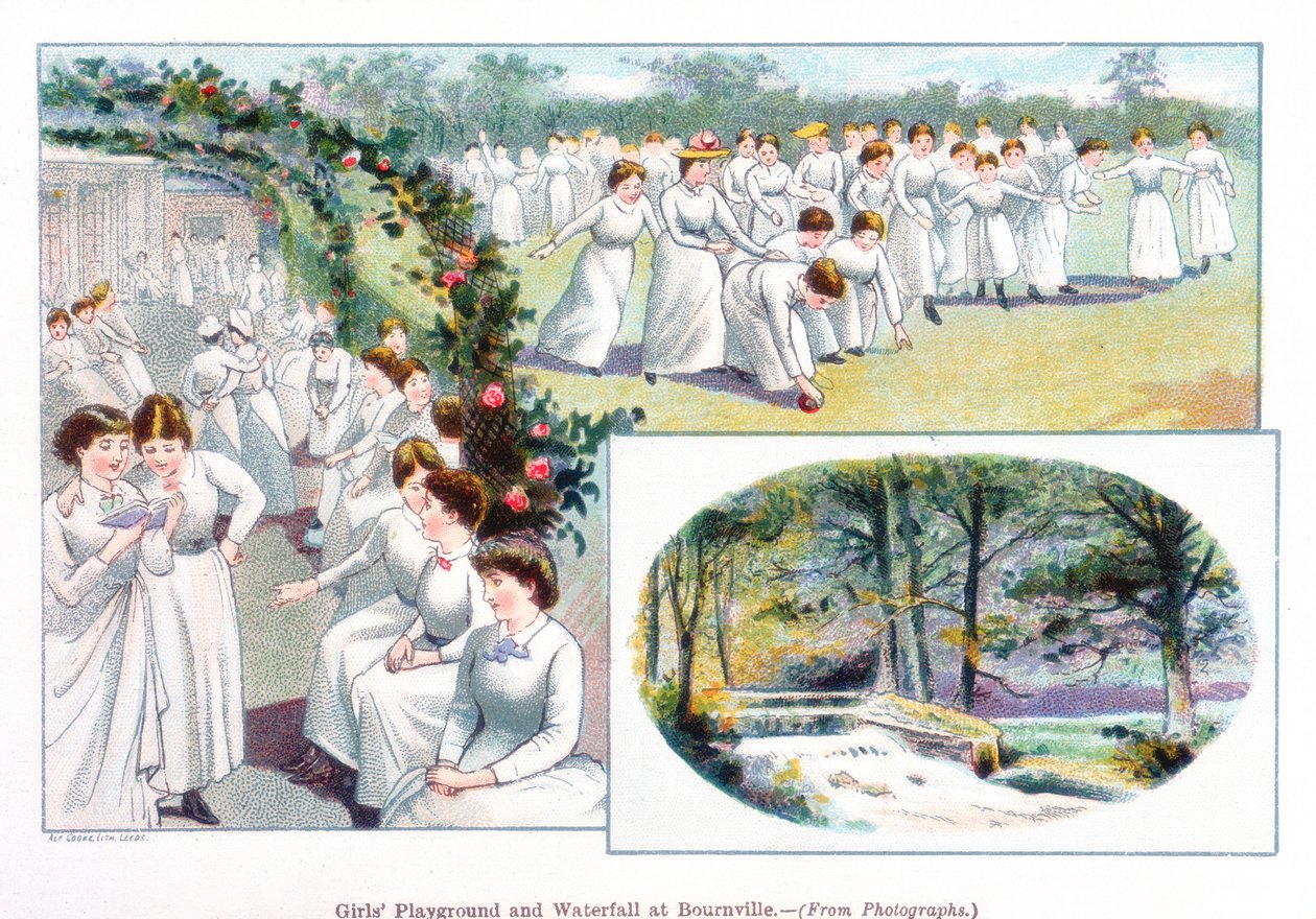 Girls Playground and Waterfall Bournville, 1892 alkotó: Unbekannt