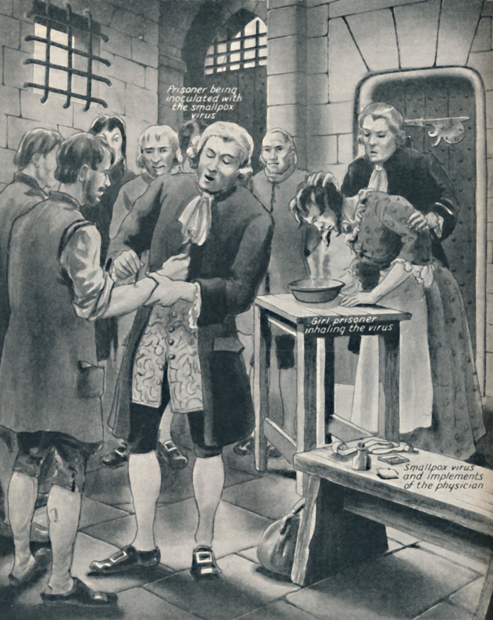 A foglyok himlőjének adása a börtönben, 18. század vége, 1934 alkotó: Unbekannt