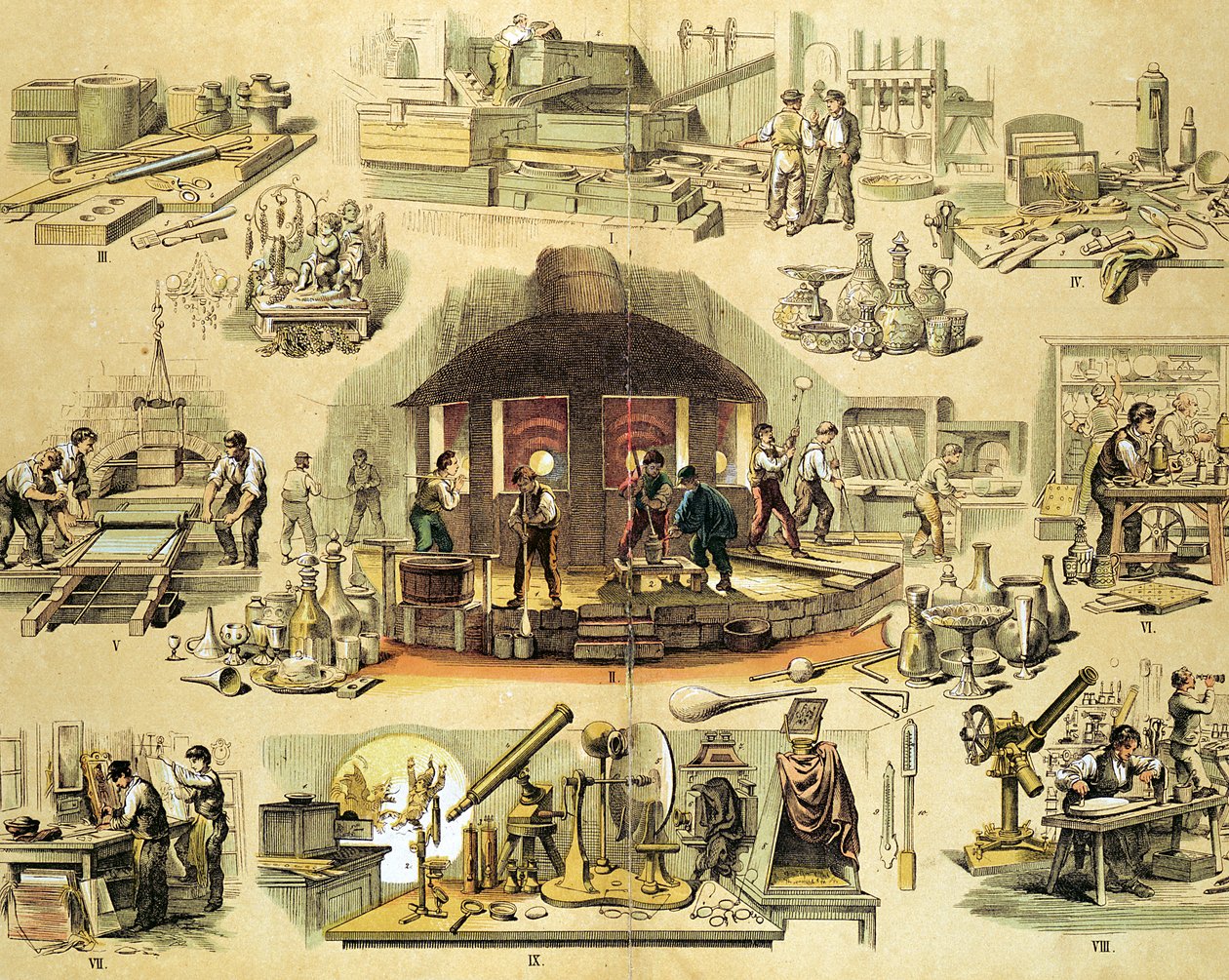 Üveggyártás, c1870 alkotó: Unbekannt