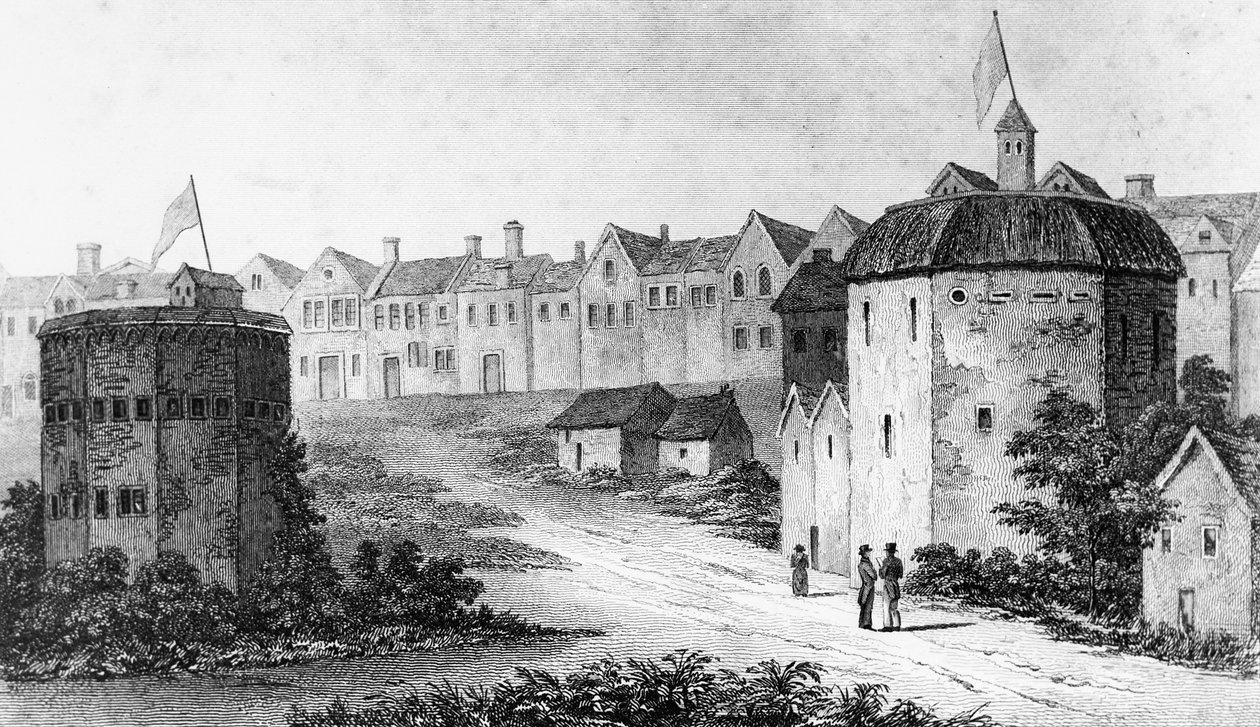 Globe Theatre, Bankside, Southwark right and the Bear Garden, c1597 1825 alkotó: Unbekannt