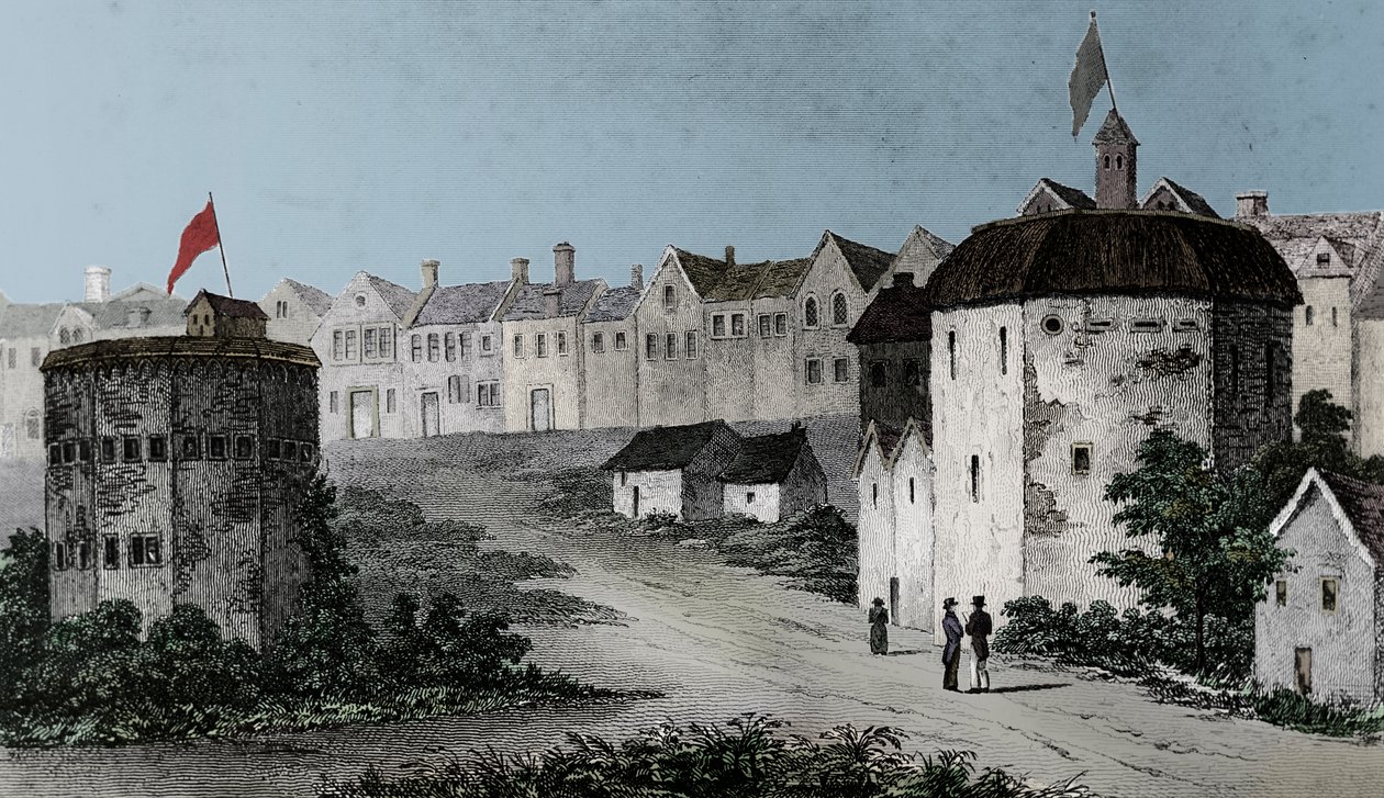 Globe Theatre, Bankside, Southwark right and the Bear Garden, c1597 1825. alkotó: Unbekannt