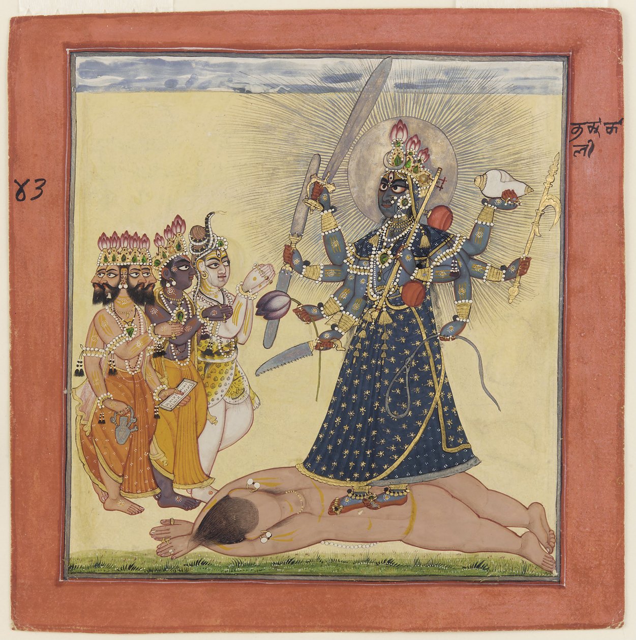 Az istenek által imádott Bhadrakali istennő egy tantrikus Devi sorozatból, kb. 1660 alkotó: Unbekannt