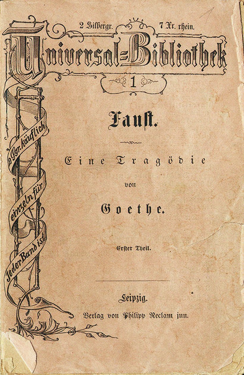 Goethes Faust I, a Reclams Universal Library első kötete 1867. november 10-én jelent meg, 1 alkotó: Unbekannt