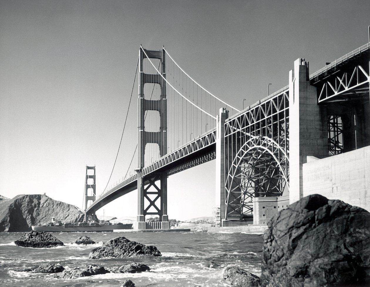 Golden Gate Bridge 1950, Kalifornia (f/w fotó) alkotó: Unbekannt