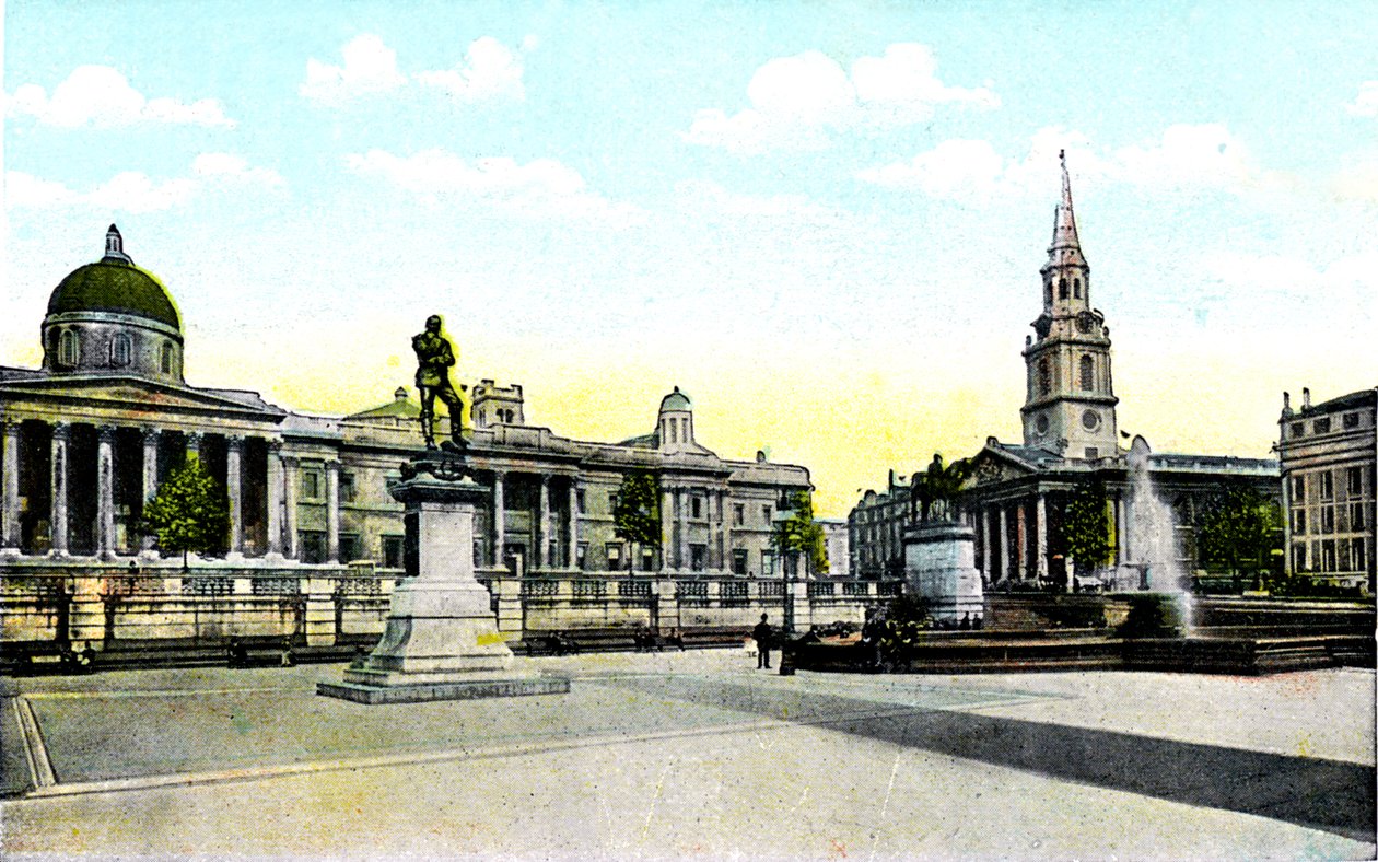 Gordons szobor és Nemzeti Galéria, Trafalgar Square, London, XX. század alkotó: Unbekannt