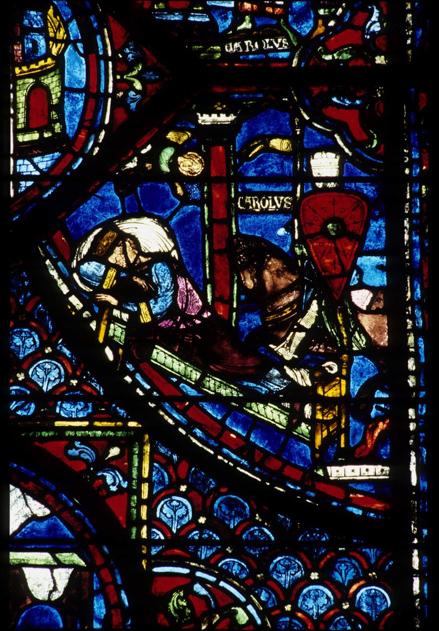 Gótikus építészet. Histoire de Charlemagne (részlet): Konstantin látomása (én, bizánci császár). Az északi ambuláns ólomüveg, abszidiális. Chartres-i katedrális. alkotó: Unbekannt