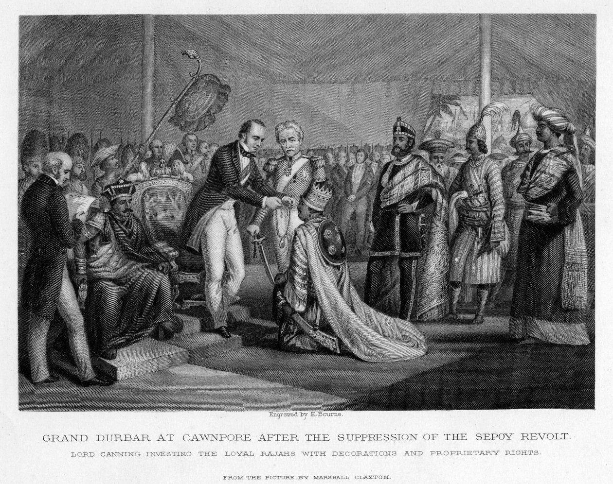 Grand Durbar Cawnpore-ban a Sepoy-lázadás leverése után, XIX. század alkotó: Unbekannt