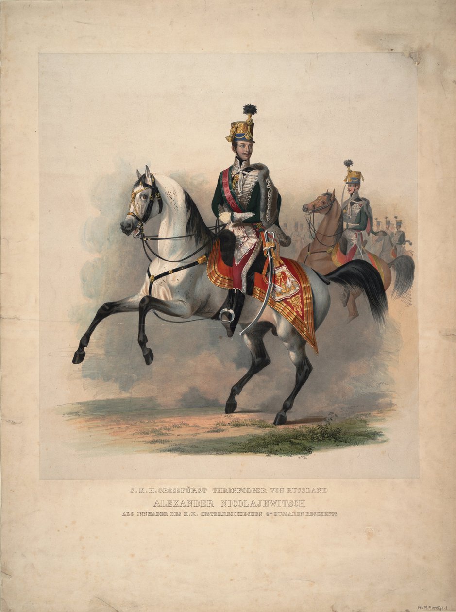 Alekszandr Nyikolajevics nagyherceg az osztrák 4. huszárezred vezérezredeseként, 1845 alkotó: Unbekannt