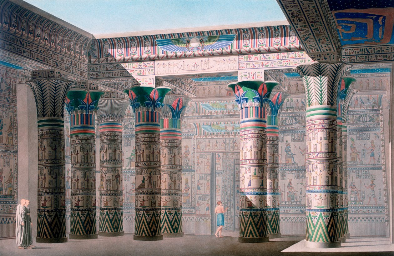 Grand Temple, Philae szigete, Núbia, Egyiptom, 19. század alkotó: Unbekannt