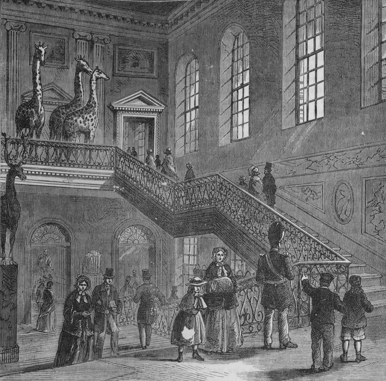 Montagu House nagy lépcsőháza, Bloomsbury, London, 1830 1878 alkotó: Unbekannt