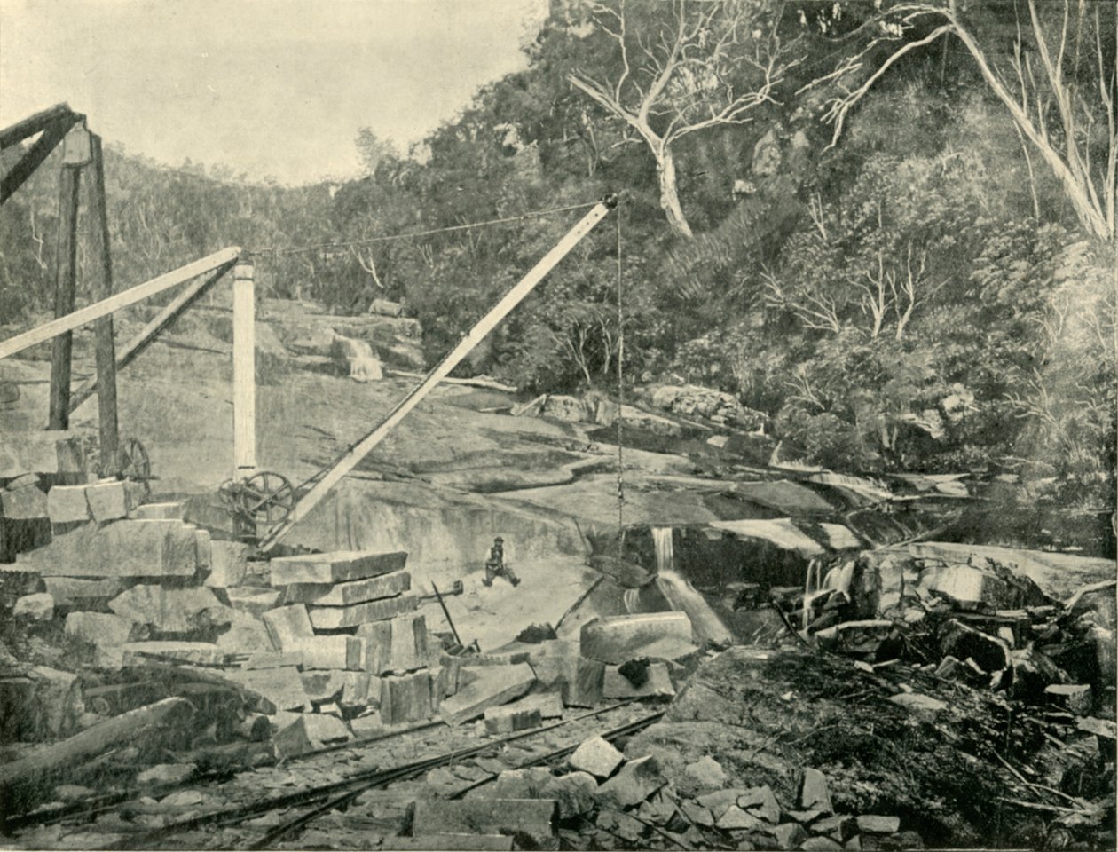 Gránitbányák, Trawool, Victoria, 1901. alkotó: Unbekannt