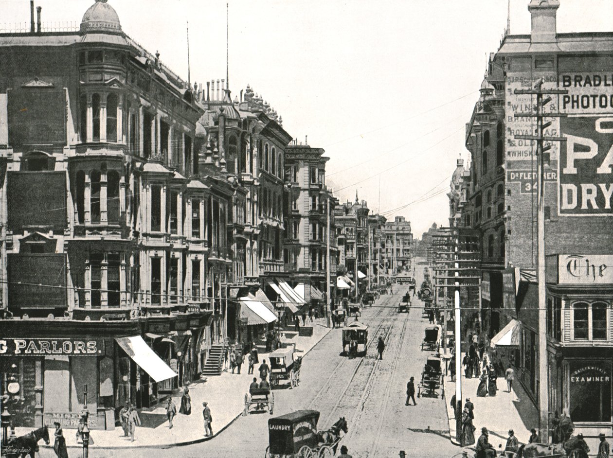 A Grant Avenue észak felé néz a Market Street felől, San Francisco, USA, 1895. alkotó: Unbekannt
