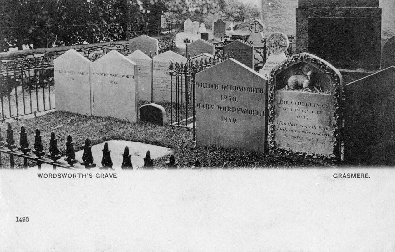 William Wordsworth költő sírja, Grasmere, Westmorland, XX. század alkotó: Unbekannt