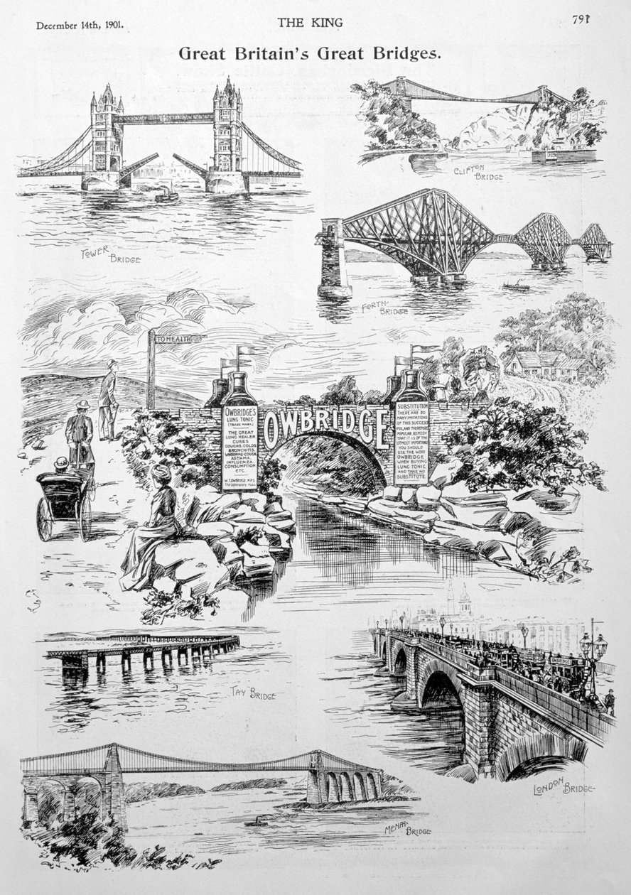 Nagy-Britannia legnagyobb hídjai, az Owbridge Lung Tonic reklámja, 1901 alkotó: Unbekannt