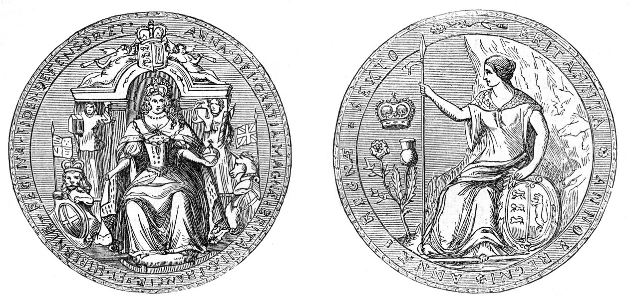 Anna királynő pecsétje, Anglia és Skócia egyesülése után, 1707, XIX. alkotó: Unbekannt