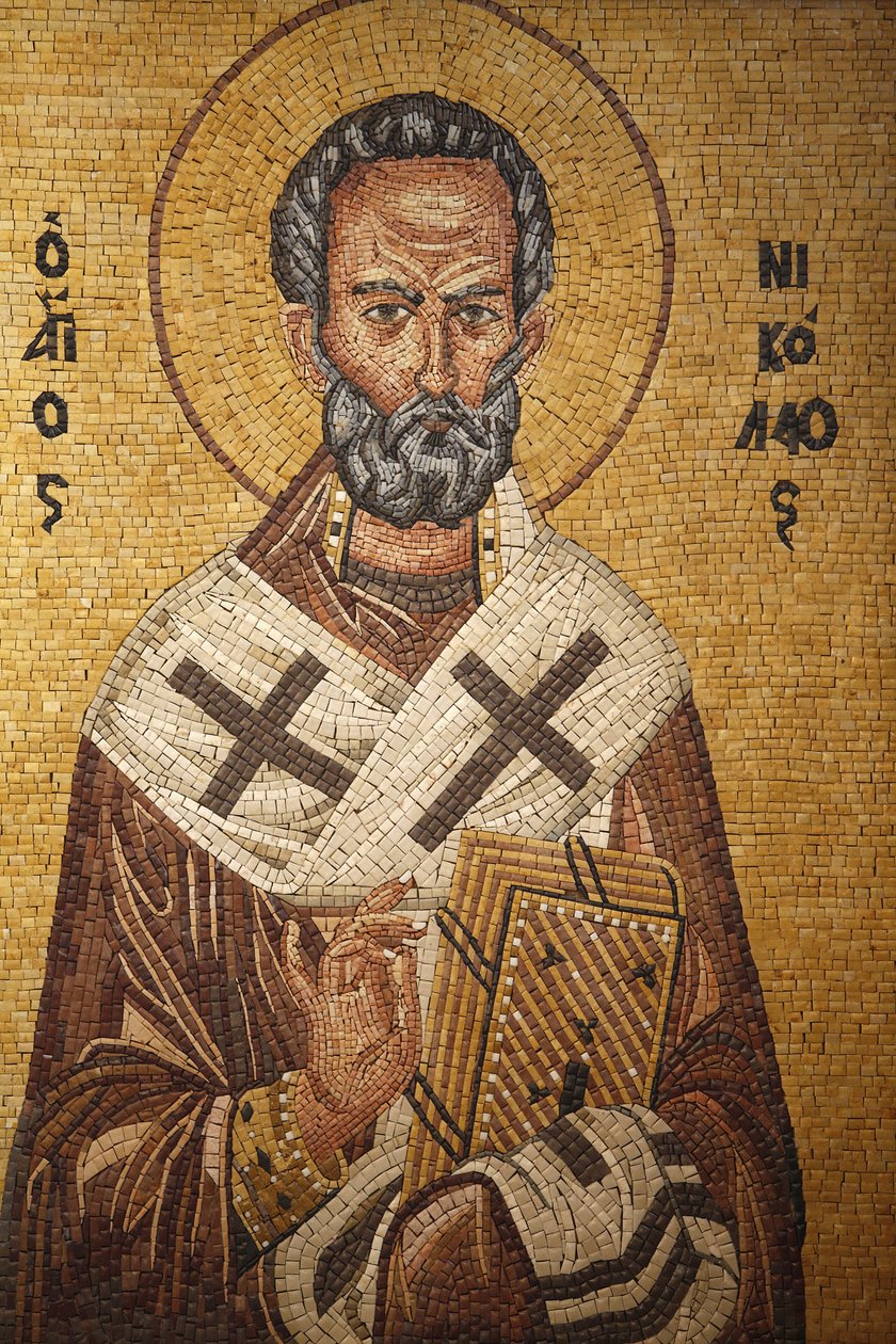 Görög ortodox ikon, amely Szent Miklóst ábrázolja a Szent György ortodox templomban, Madaba , Madaba, Jordanie alkotó: Unbekannt