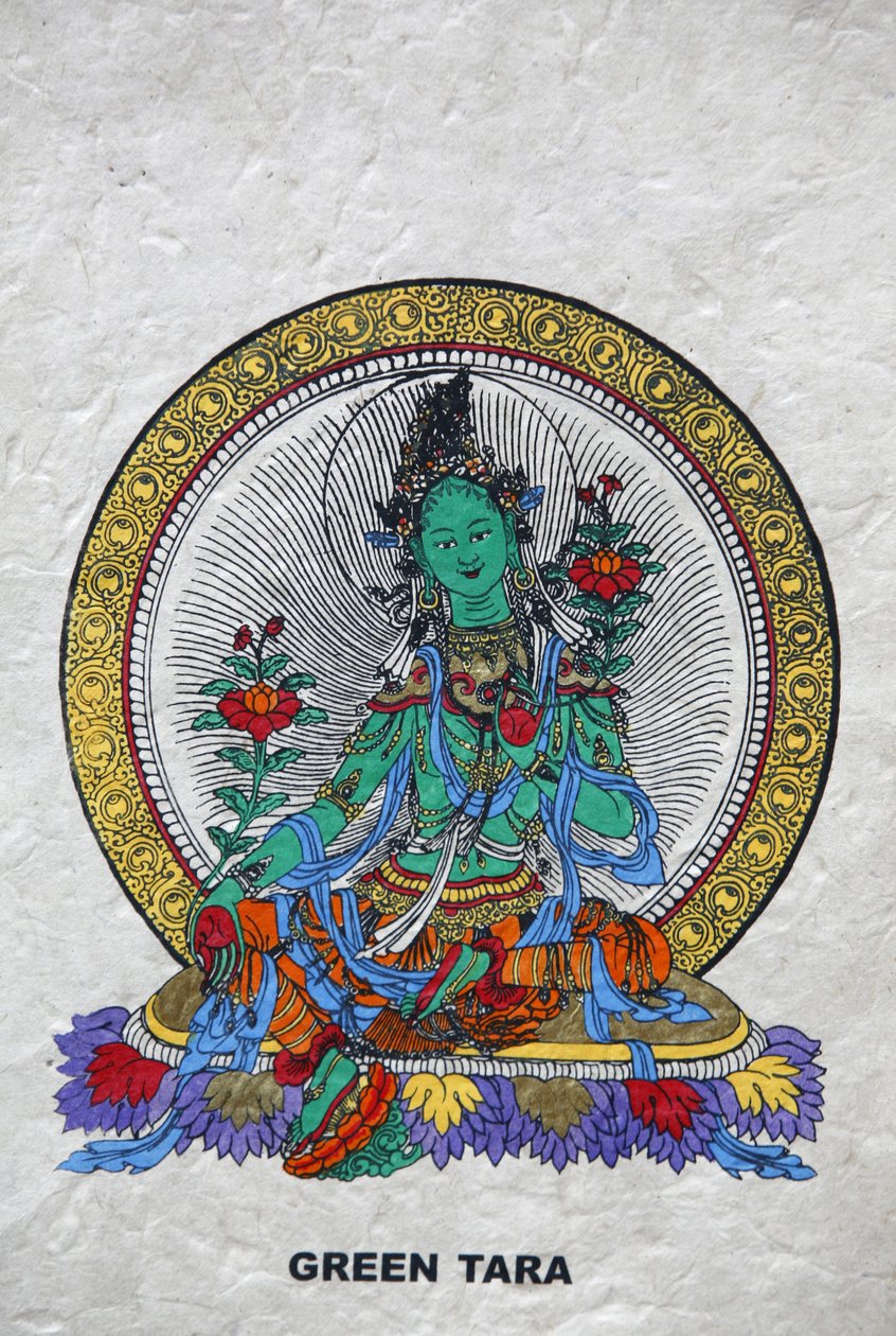 Zöld Tara, a jólét buddhista szimbóluma. Kopan kolostor, Bhaktapur, Nepál alkotó: Unbekannt