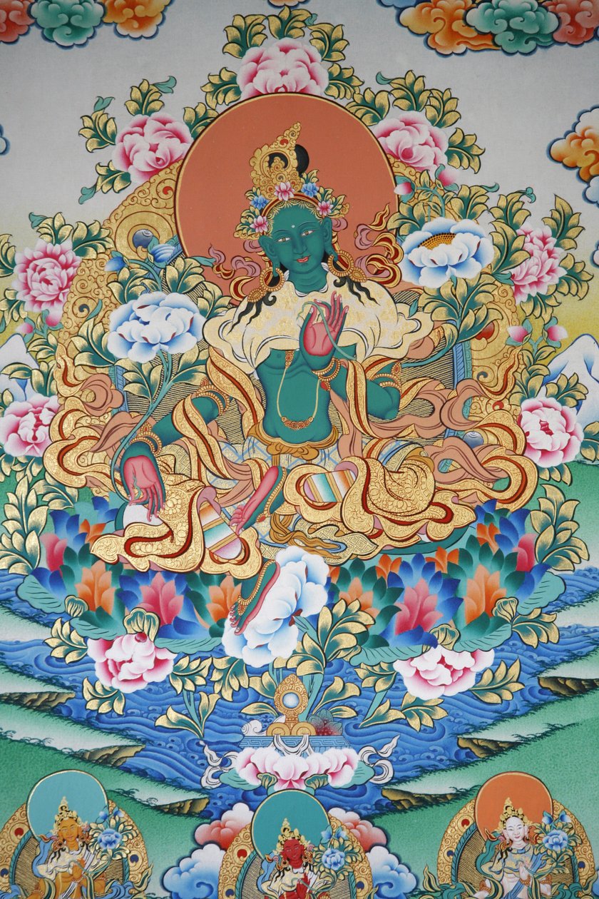 Zöld Tara, a jólét szimbóluma. Kopan kolostor, Katmandu, Nepál alkotó: Unbekannt