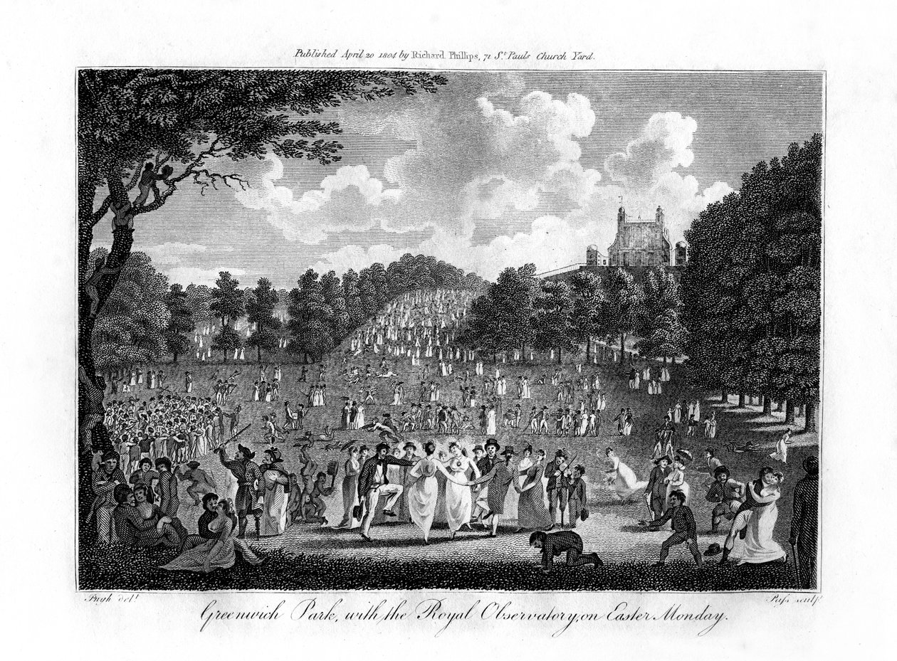 Greenwich Park, a Királyi Obszervatóriummal, 1804 húsvét hétfőjén, Londonban alkotó: Unbekannt