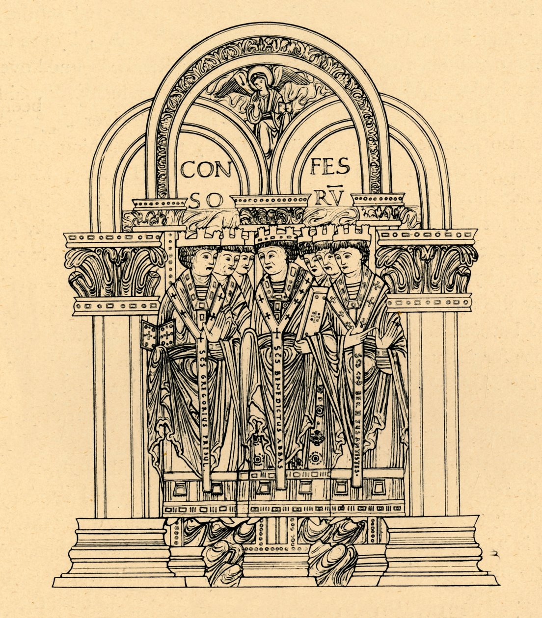 Nagy Gergely, Szent Benedek és Szent Cuthbert, 1908 alkotó: Unbekannt