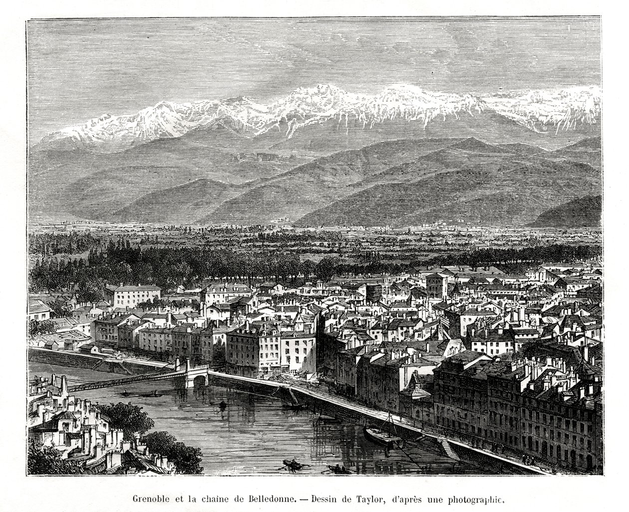 Grenoble a Belledonne-hegységből, Franciaország, 1886 alkotó: Unbekannt