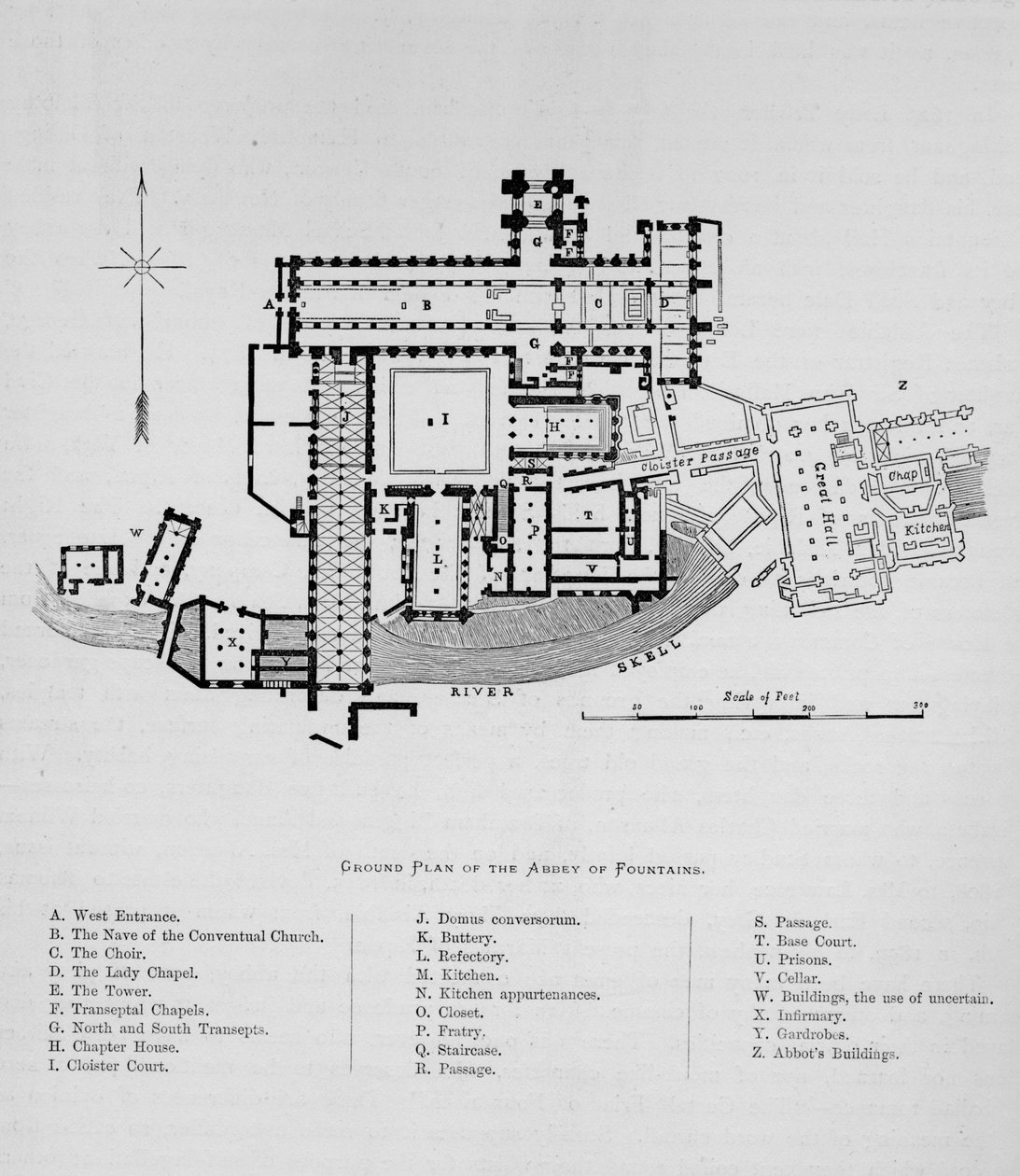 Az Abbey of Fountains alaprajza, Fountains Abbey, 1897 alkotó: Unbekannt