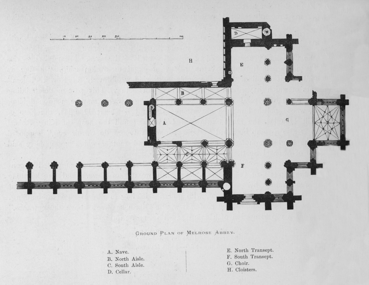 A Melrose-i apátság alaprajza, 1897 alkotó: Unbekannt