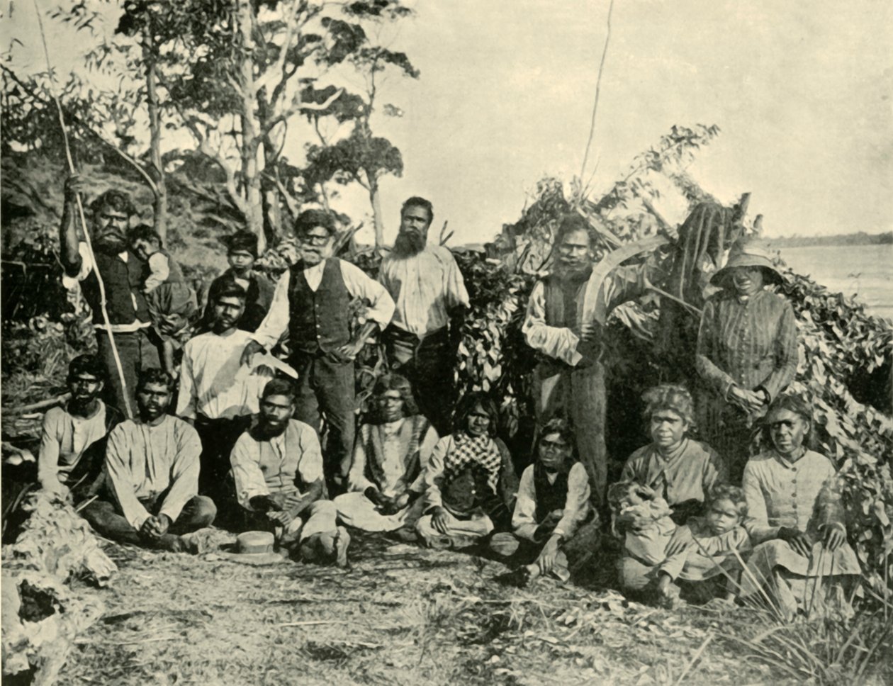 Aboriginal People csoportja, Tyers-tó, Victoria, Ausztrália, 1901. alkotó: Unbekannt